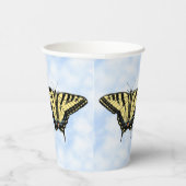 Gele Swallowtail Butterfly Blue Sky Gepersonalisee Papieren Bekers (Rechts)