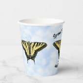 Gele Swallowtail Butterfly Blue Sky Gepersonalisee Papieren Bekers (Voorkant)