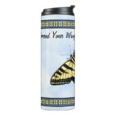 Gele Swallowtail Butterfly Blue Sky Gepersonalisee Thermosbeker (Gedraaid links)