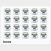 Gele Swallowtail Butterfly Blue Sky Gepersonalisee Vierkante Sticker (Vel)