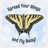 Gele Swallowtail Butterfly Blue Sky Gepersonalisee Vierkante Sticker (Voorkant)