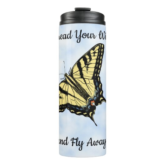 Gele Swallowtail Butterfly Clouds gepersonaliseerd Thermosbeker (Voorkant)
