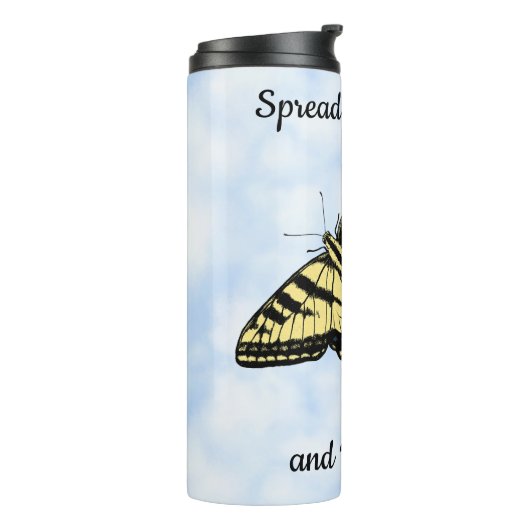 Gele Swallowtail Butterfly Clouds gepersonaliseerd Thermosbeker (Gedraaid links)