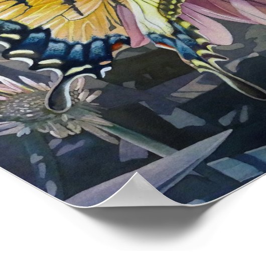 Gele-swallowtail Butterfly Coneflower Art 8x10 Poster (Hoek)