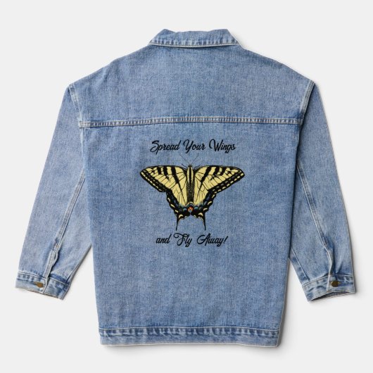 Gele Swallowtail Butterfly gepersonaliseerd Denim Jacket (Achterkant)