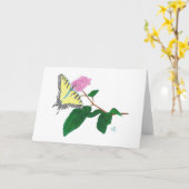 Gele Swallowtail Butterfly Pointillisme Cards Kaart (Gele Bloem)