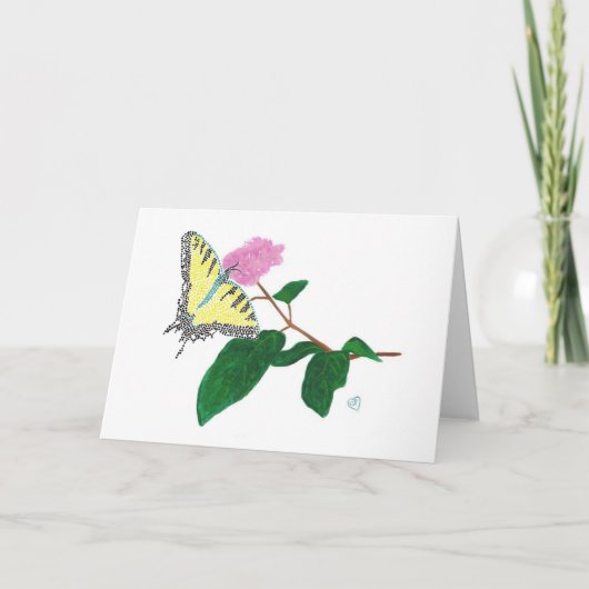 Gele Swallowtail Butterfly Pointillisme Cards Kaart (Voorkant)