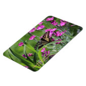 Gele Swallowtail Vlinder en Roze Dianthus Magneet (Linkerzijde)