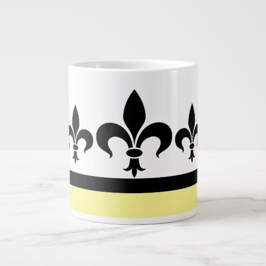 Gele Swanky Fleur De Lis Jumbo Mok (Voorkant)