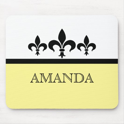 Gele swanky Fleur De Lis Mousepad Muismat (Voorkant)