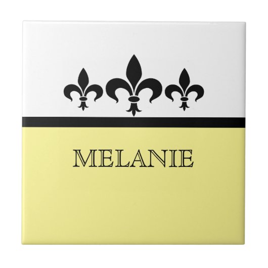 Gele Swanky Fleur De Lis Tegel Tegeltje (Voorkant)