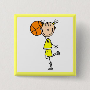 Gele T-shirts en Cadeaus voor Meisjes Basketbal Sp Vierkante Button 5,1 Cm