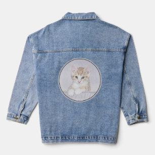 Gele Tabby Kat Schilderij - Cute Originele Katten Denim Jacket