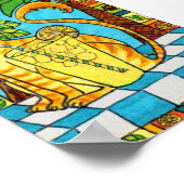 Gele tablet Cat & Glass of limonade Mini Folk Art Poster (Hoek)