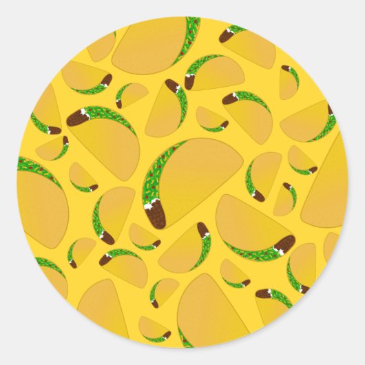 Gele tacos ronde sticker (Voorkant)
