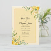 Gele Tagetes Blad Bruiloft Kaart (Staand voorkant)