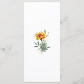 Gele Tagetes Elegante Bloemige Herfst Bruiloft  Menu (Achterkant)