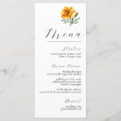 Gele Tagetes Elegante Bloemige Herfst Bruiloft  Menu (Voorkant)