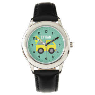 Gele Takelwagen Jongens Gepersonaliseerde Vrachtwa Horloge