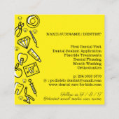 Gele tandheelkundige tandheelkunde voor kinderen vierkante visitekaartje (Achterkant)