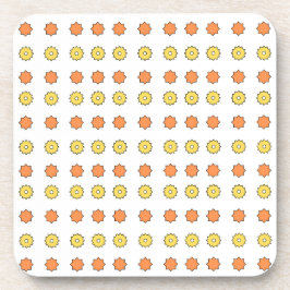 Gele tandwielen en oranje sterren op wit bier onderzetter