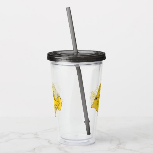 Gele tang vis cartoon illustratie acryl drinkbeker (Links)