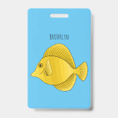 Gele tang vis cartoon illustratie badge (Achterkant)