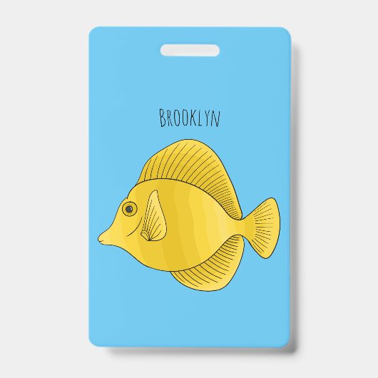 Gele tang vis cartoon illustratie badge (Voorzijde)