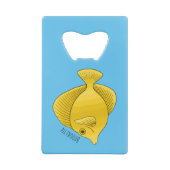Gele tang vis cartoon illustratie creditkaart flessenopener (Achterkant)