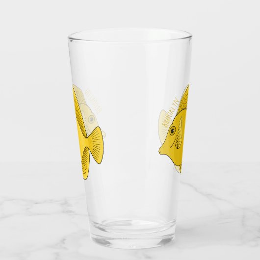 Gele tang vis cartoon illustratie glas (Links)