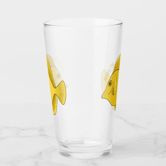 Gele tang vis cartoon illustratie glas (Rechts)