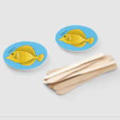 Gele tang vis cartoon illustratie handwaaier (Niet-gemonteerd)