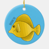 Gele tang vis cartoon illustratie keramisch ornament (Achterkant)