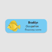 Gele tang vis cartoon illustratie naamplaatje (Voorkant)