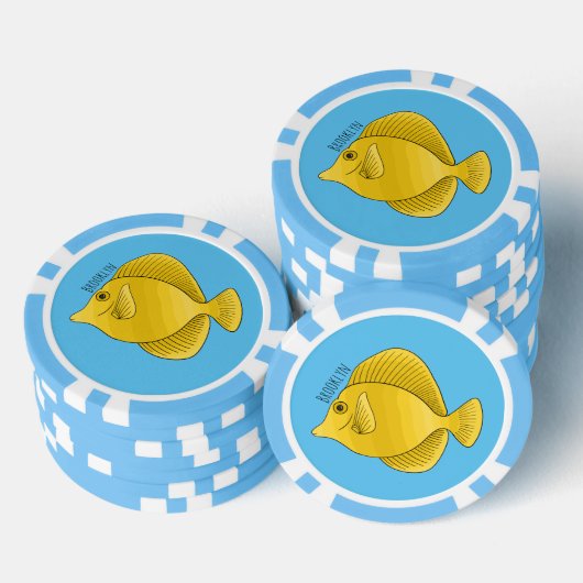 Gele tang vis cartoon illustratie poker chips (Opstapeling)