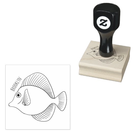 Gele tang vis cartoon illustratie rubberstempel (Gestempeld)