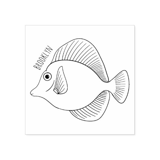 Gele tang vis cartoon illustratie rubberstempel (Afrduk)