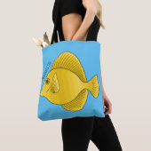 Gele tang vis cartoon illustratie tote bag (Dichtbij)