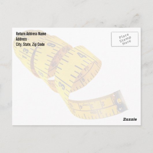 Gele tapemeting persoonlijk trainingsgewicht verli briefkaart (Achterkant)