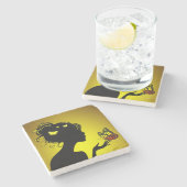 Gele tapijten van glas stenen onderzetter (Zijkant)