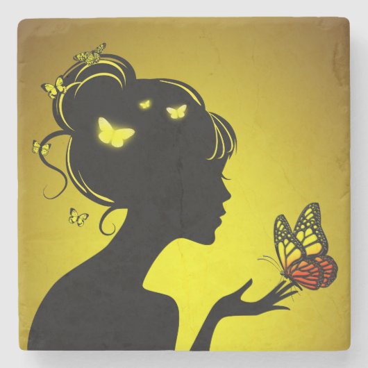 Gele tapijten van glas stenen onderzetter (Voorkant)