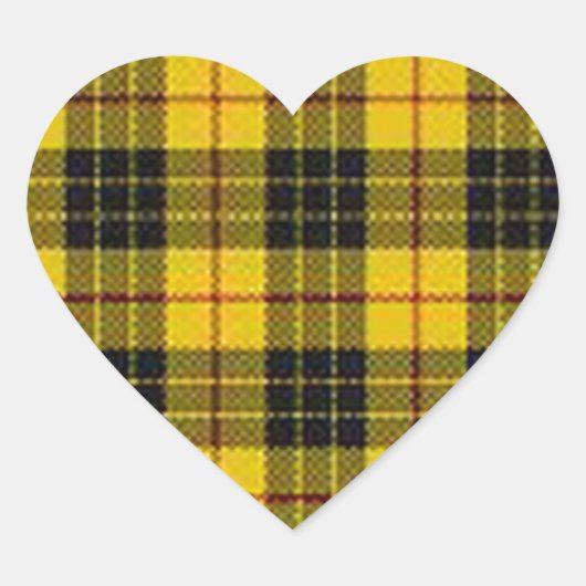 Gele tartan hart sticker (Voorkant)