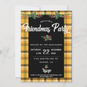 Gele Tartan Plaid Friendsmas-feestuitnodiging Kaart (Voorkant)