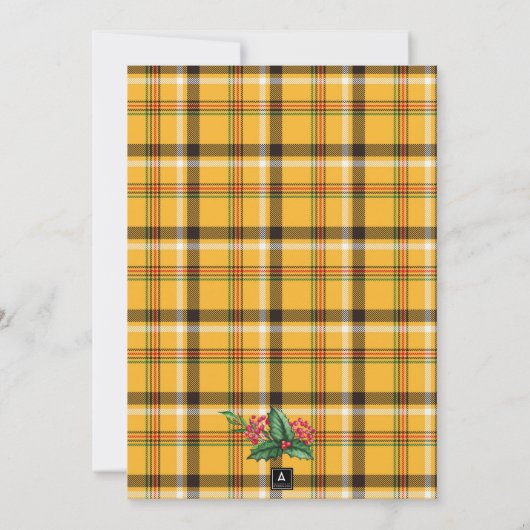 Gele Tartan Plaid Friendsmas-feestuitnodiging Kaart (Achterkant)