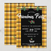 Gele Tartan Plaid Friendsmas-feestuitnodiging Kaart (Voorkant / Achterkant)