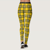Gele Tartan Plaid met zwarte taille Leggings (Achterkant)