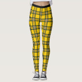 Gele Tartan Plaid met zwarte taille Leggings (Voorkant)