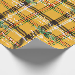 Gele Tartan Pset Holiday Cadeaupapier