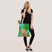 Gele tas met groene tropische eilandhond (Op model)