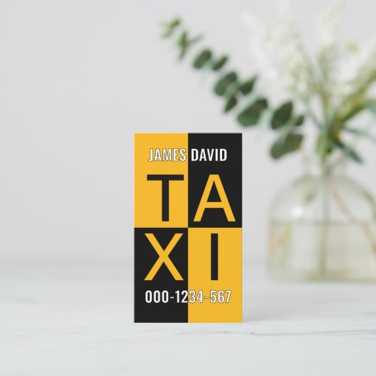 Gele taxi aangevinkt vakje Cab rijden Visitekaartje (Staand voorkant)